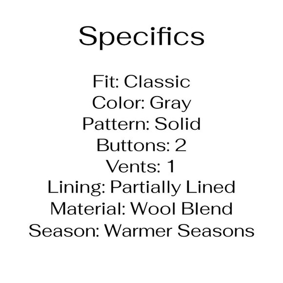 Vintage 1970s 42R Gray Solid 2-Button Sport Coat Blazer Jacket P235 - Picture 3 of 10